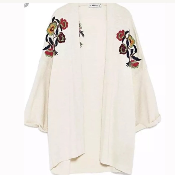 Zara Sweaters - Zara embroidered floral kimono medium